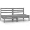 vidaXL Garden Corner Sofas 2 Pcs. Grey Pine Solid Wood