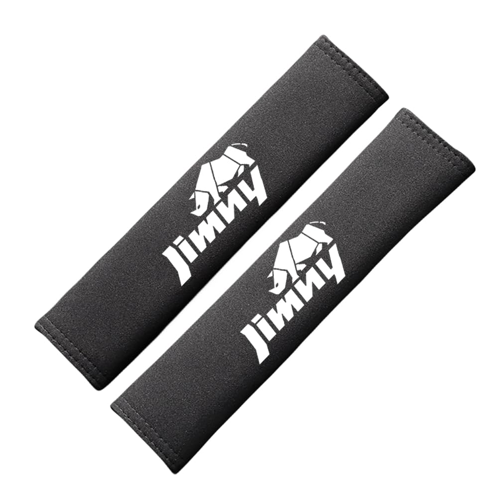 

Set of 2 Black Car Emblem Seat Belt and Pads Suede-Like Covers, Shoulders, (Black, Jimny) [Used] чёрный