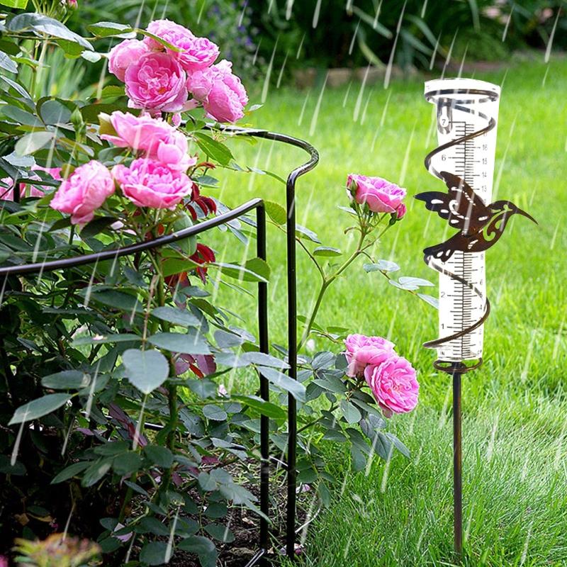17.72inch Durable Metal Rain Gauge Bird Gauges with Easy-to-Read Glass Tubes Unique Design 9.2 Oz Capacity Gauge