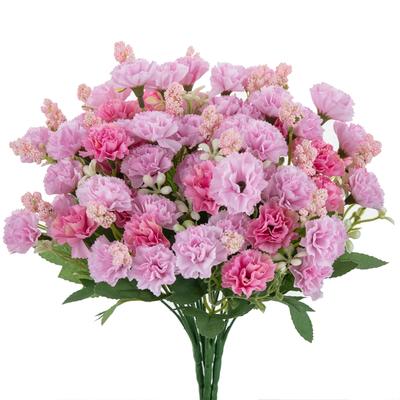 Fleurs Artificielles 5 Fourches 15 Têtes Petit Œillet Pour Décor d'Arche de Mariage Accessoires Guirlande de Festival Arrangement Floral Maison