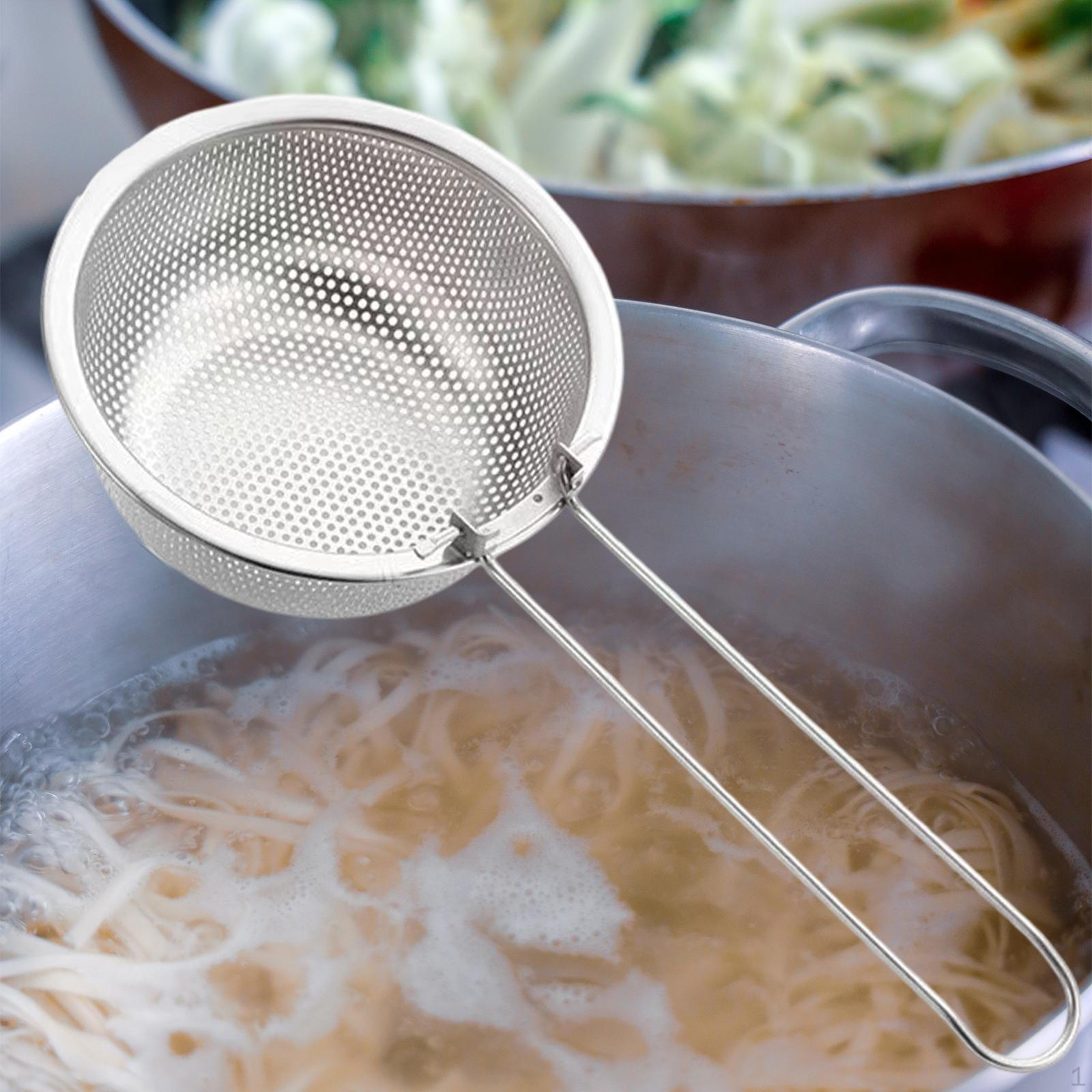 

Pot Colander Noodles Strainer with Handle Boiling Stainless Steel Fry Basket Spaghetti round