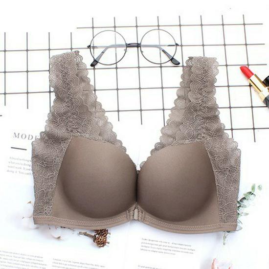 Women's Seamless Push-Up Lace Backless Bra - Wirefree, Anti-Sagging, Side Support, Plus Size