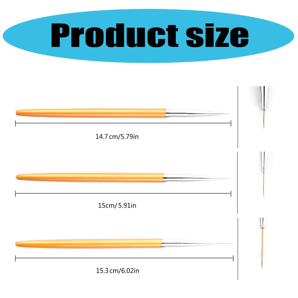 3 Pcs Nails Art Liner Brushes Nails Painting Brush Nails Art Brushes Nails Art Drawing Pen Manicure Tool for Salons