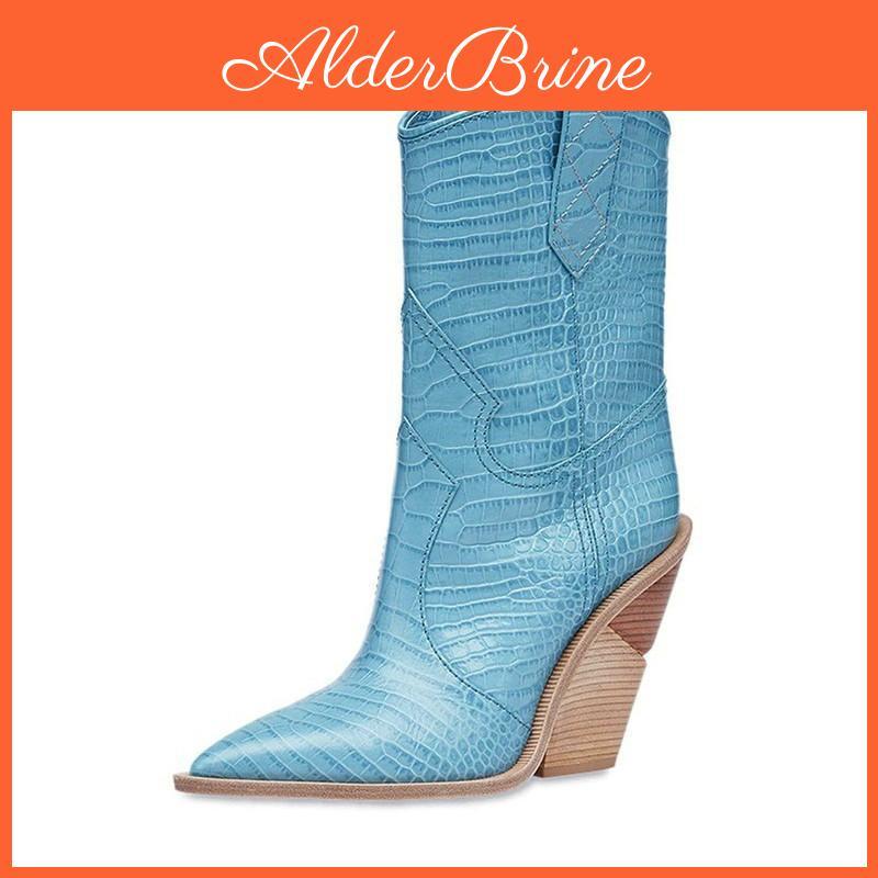 Womens High Heel Cowboy Warm Boots