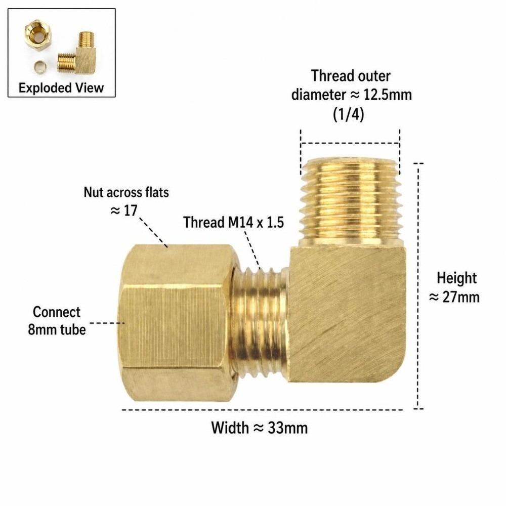 External Thread Compression Tube Fitting 90 Degree Male Elbow Connector Easy Install Tube Elbow