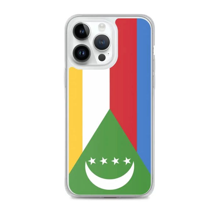 Coque iPhone - Drapeau Comores - iPhone 14 Pro Max - Souple - Multicolore - Verticale