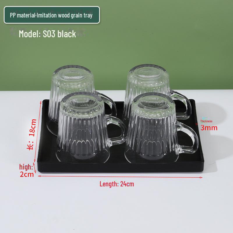 Rectangular Hotel Tray: Plastic Plate, Water Cup Storage for Bathroom or Restaurant.