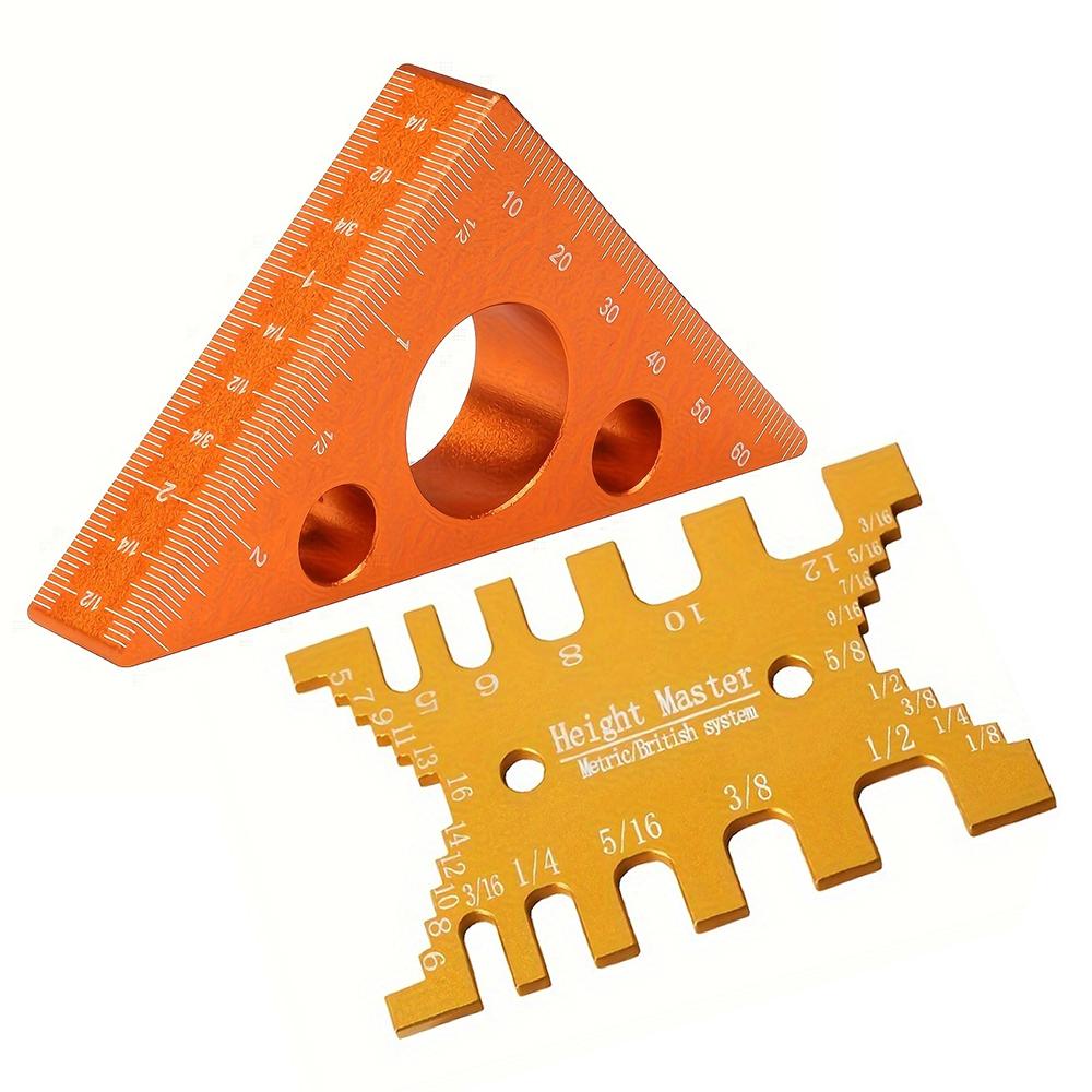 

Precision 2pc Woodworking Set Aluminum Dovetail Jig & Triangle Ruler Depth & Tenon Gauge Tools for Accurate Cuts жёлтый