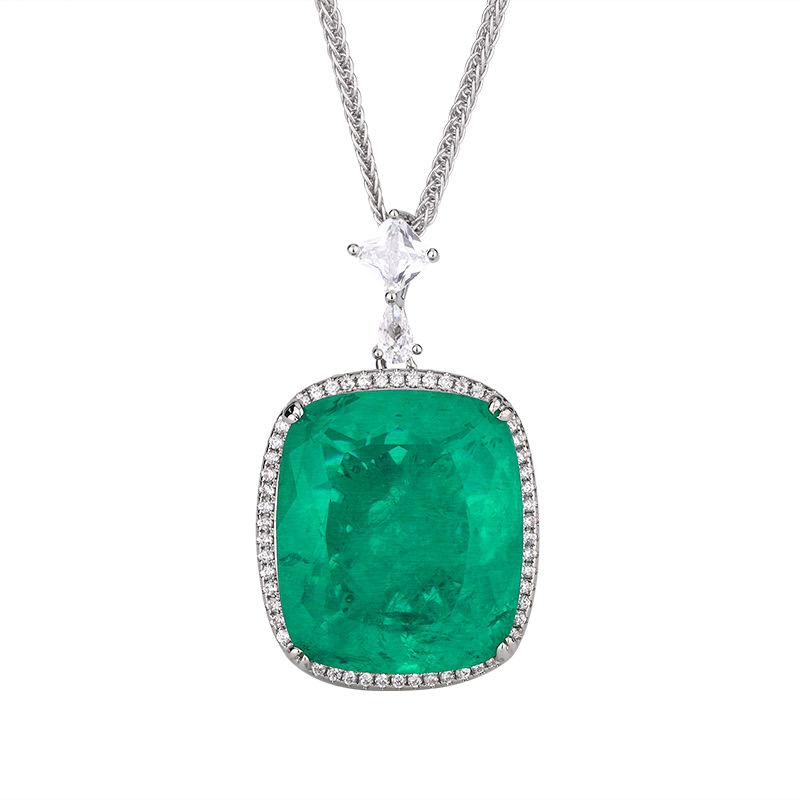 Jewelry Copper Bottom Gold-Plated Simulation Treasure Fat Rectangular Pendant Necklace Main Stone 20 * 23