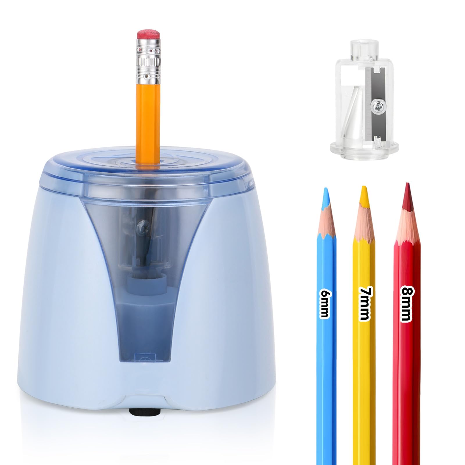 

TYS Automatic Electric Pencil Colored Pencil Battery Powered School Supplies Sharpener, Sharpener, (Not Included), (Blue) синий