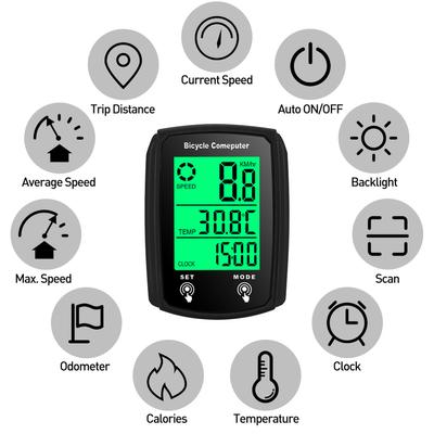 Kabelgebundener Fahrradcomputer, 19 Funktionen, Touch-Fahrrad-Tachometer, Kilometerzähler, wasserdichter Fahrradcomputer mit