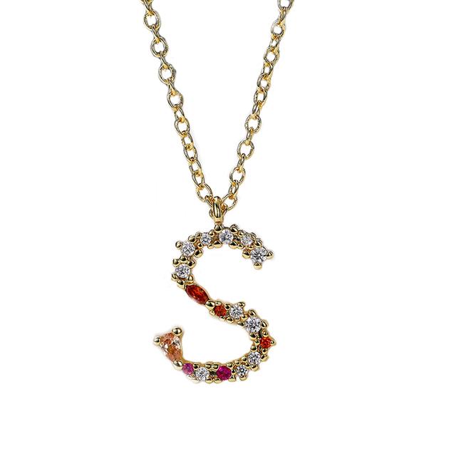 

Модное женское ожерелье с подвеской в виде буквы, блестящие цветные хрустальные украшения для женщин, нежные модные женские аксессуары 38cm 5cm
