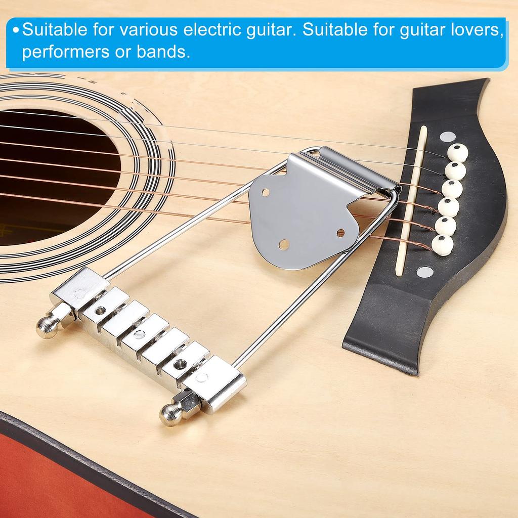 PATIKIL 6-String Guitar Trapeze Tailpiece Bridge, Replacement for Jazz Acoustic Guitar and Bass, Silver