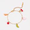 GEMCHIC Women's Stainless Steel Fruit Cherry Apple Charm Bracelet - 18K Gold Plated, Fashion Dainty Jewelry