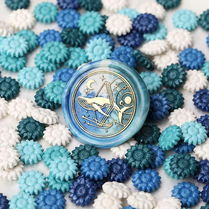 500g Cute Beautiful Mixed Color Sunflower Sealing Wax Particles  for Invitation Envelope Sealing Craft Decoration