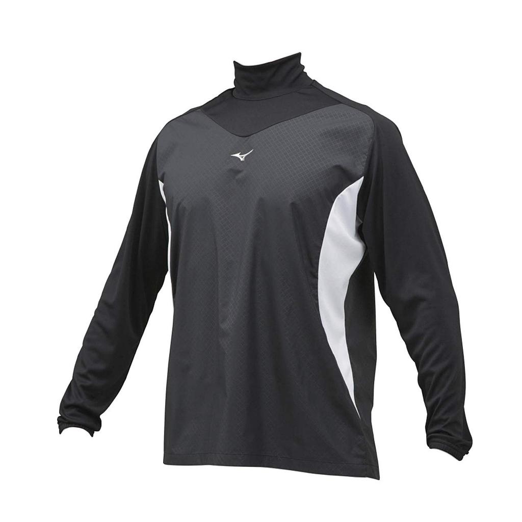 Mizuno Long Sleeve High Neck Training Jacket Size Black X White Medium Undershirt, 12JE8J32, (09),