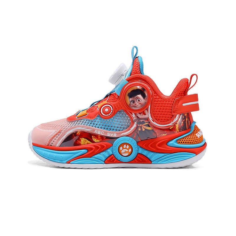 Nezha classmate children's basketball shoes summer new boys' single net hollow sports shoes medium and older children's breathable travel shoes