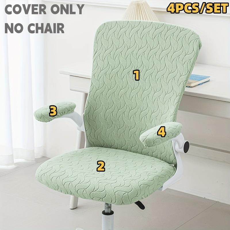 4Pcs Solid Color Jacquard Stretchable Computer Office Chair Covers Soft Dustproof Pet Scratch Resistant Retractable Chair Covers