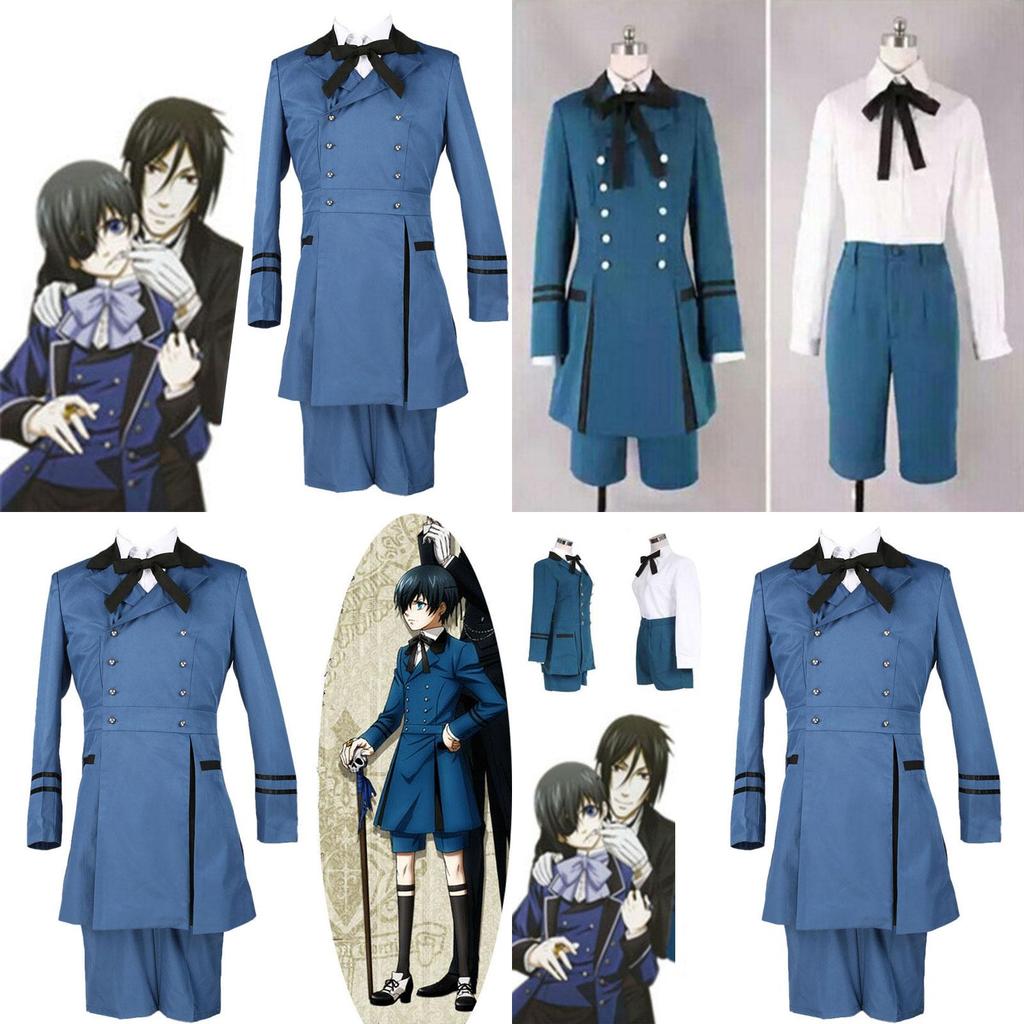 Stylish Blue And White Ciel Phantomhive Costume Outfit For Unisex Cosplay Events