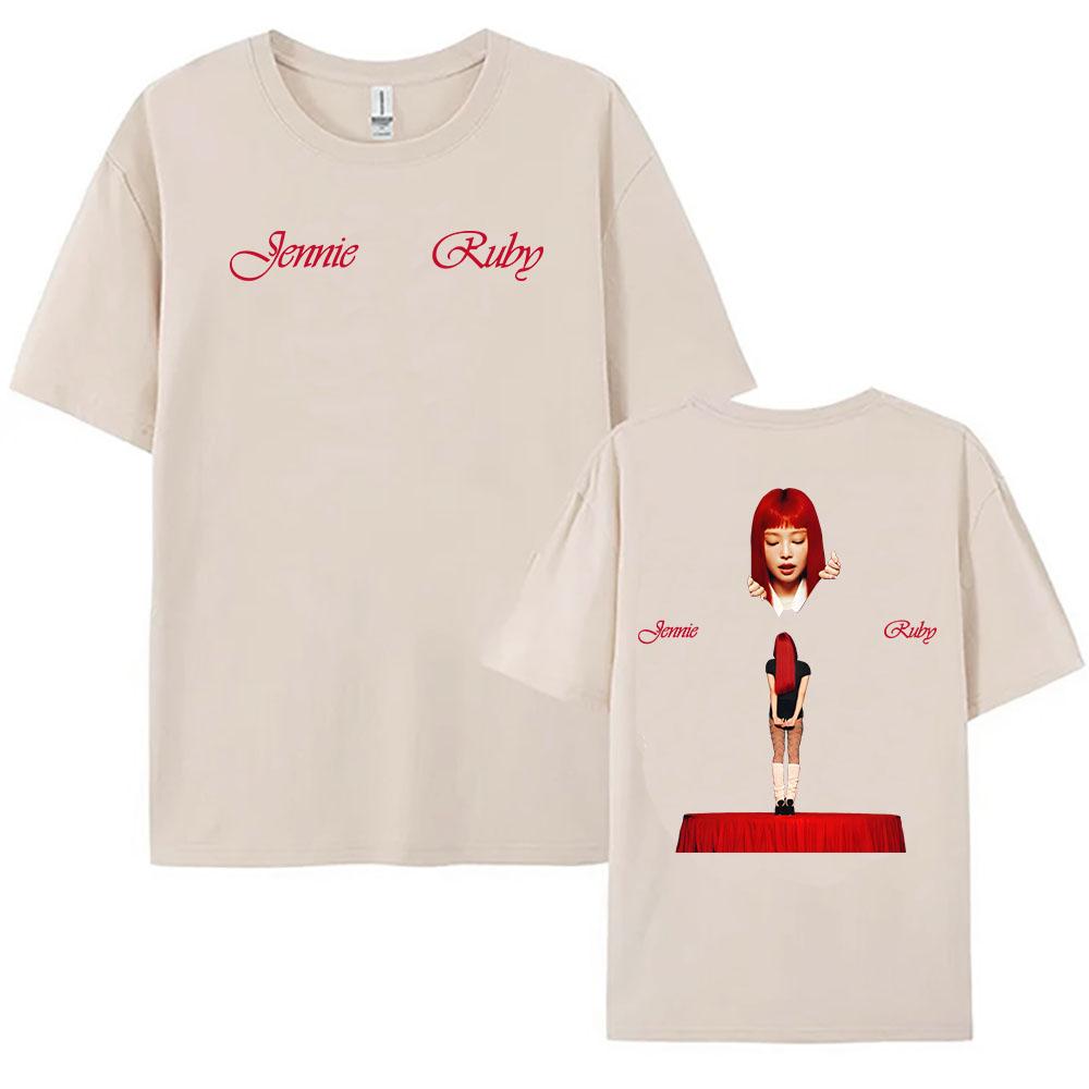Jennie Ruby První studiové album Merch Tričko Kim Mantra od Jennie Tričko Bavlna Vysoká kvalita Volná trička Letní Pánské Dámské Košile