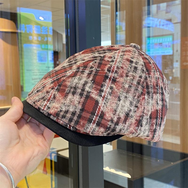 2025 Tie-dye plaid forward hat children autumn retro fashion leisure foreign trend out of the street peaked cap look thin