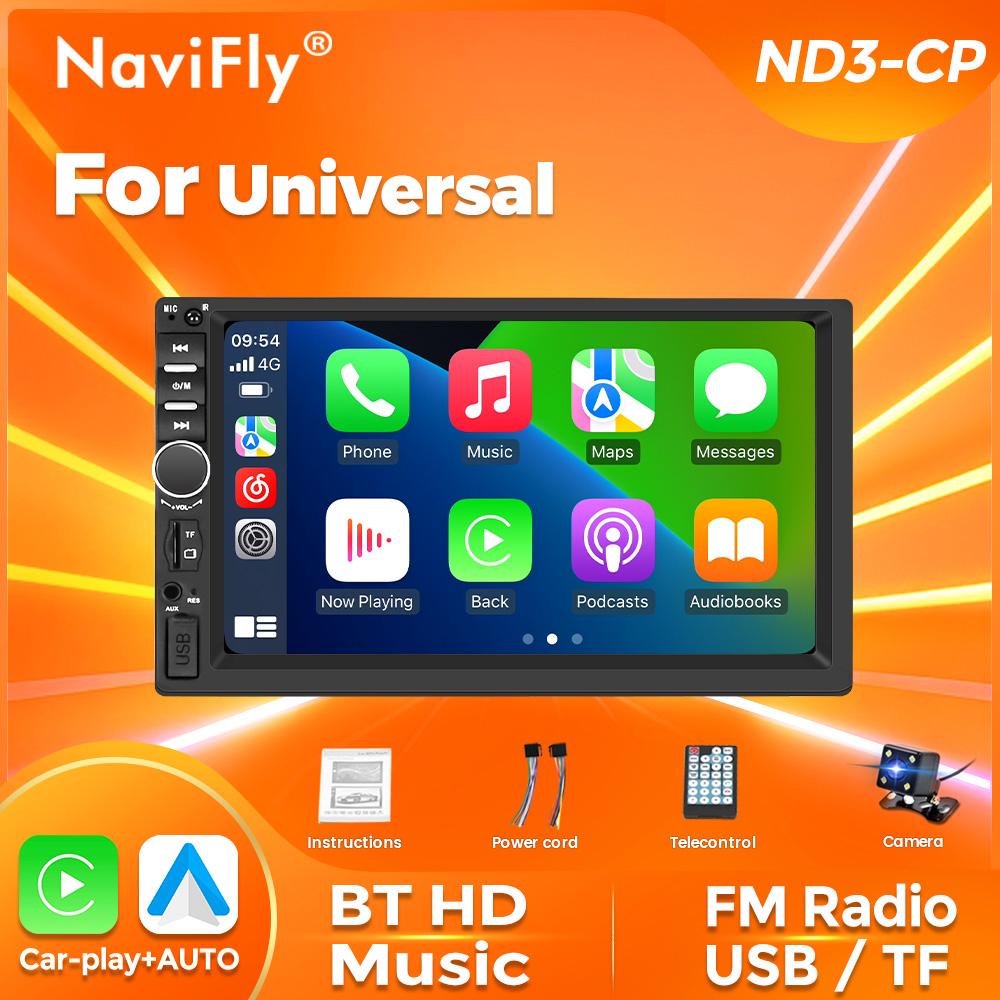 

Navifly 7-дюймовый HD сенсорный экран универсальный 2 DIN Carplay автомобильный мультимедийный проигрыватель FM BT для Toyota Honda VW Corolla Camry Rav4