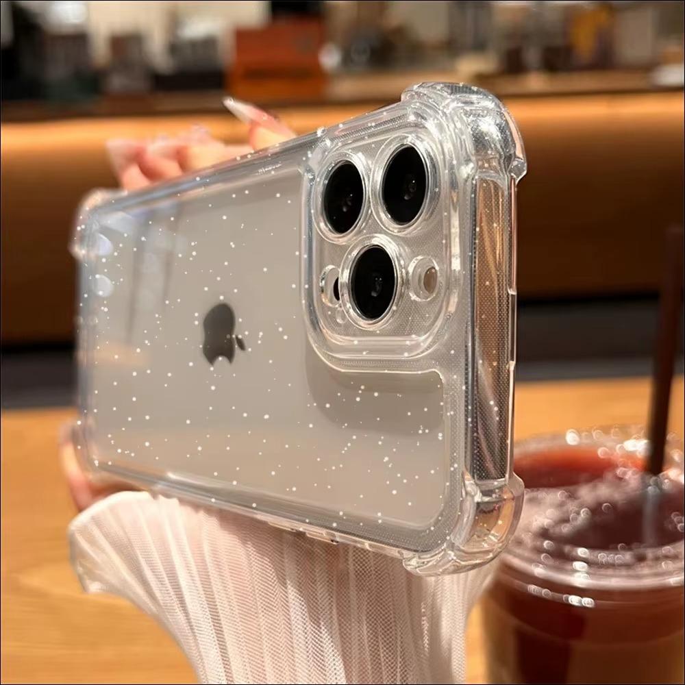 Custodia Trasparente Glitterata Bling per iPhone 17 16 15 14 13 12 11 Pro Max XS X XR 16PLUS 17AIR 16E Bumper Cover Morbido Trasparente in Silicone