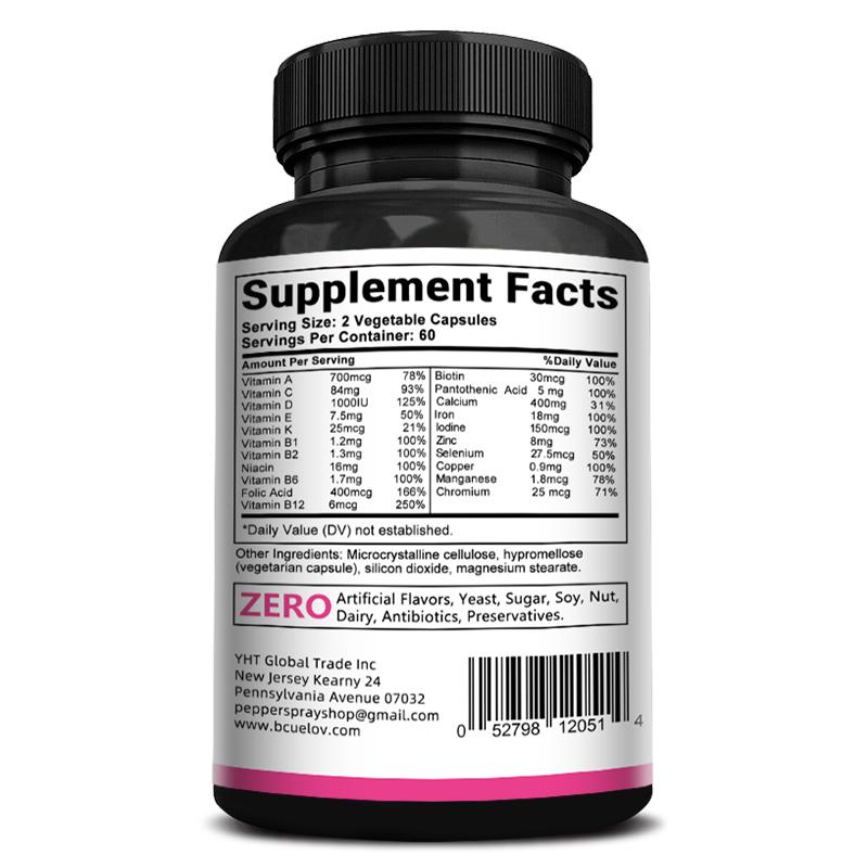 Bcuelov Women's Multivitamin Capsules, 21 Daily Vitamins & Minerals, Enhanced Absorption, 120 Caps