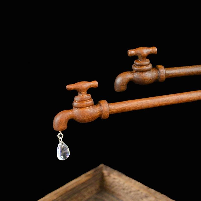 1Pc Faucet Hairpin New Chinese Style Water Droplet Shape Ancient Headwear Wood Hairpin Fun Headwear Disk Hair Artifact