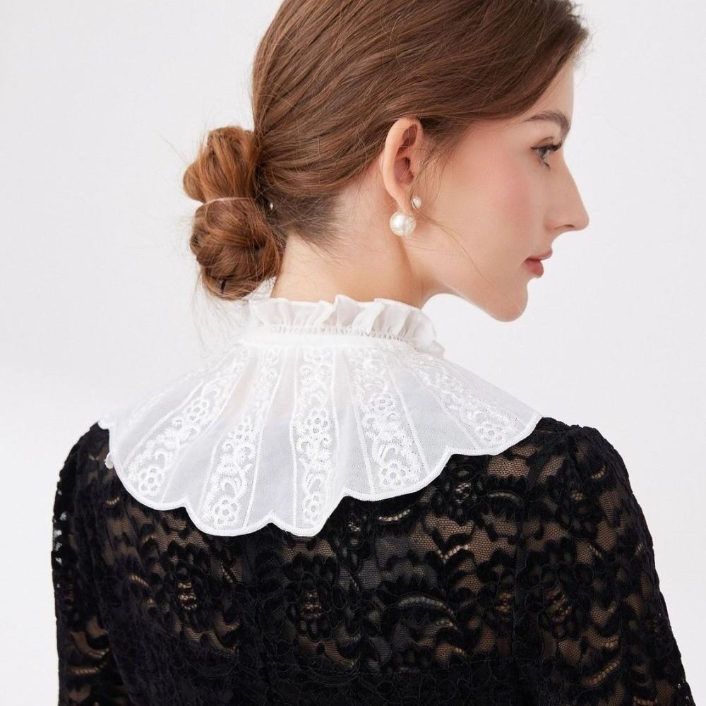 Removable Women Fake Collar Lace Detachable Collar Vintage Embroidered Ruffle Collar  Fashion
