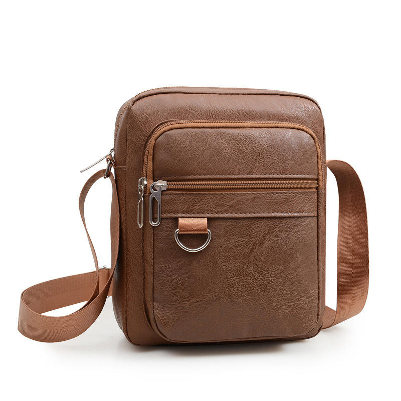 Multilayer Business Leather Crossbody Shoulder Bag for Men Lightweight Travel Casual Messenger Satchel Bags
