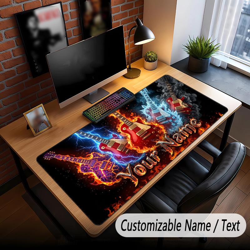 Music Guitar Theme Custom Mouse Pad Personalized With Name Text Customized Desk Mat For Office Home Decor