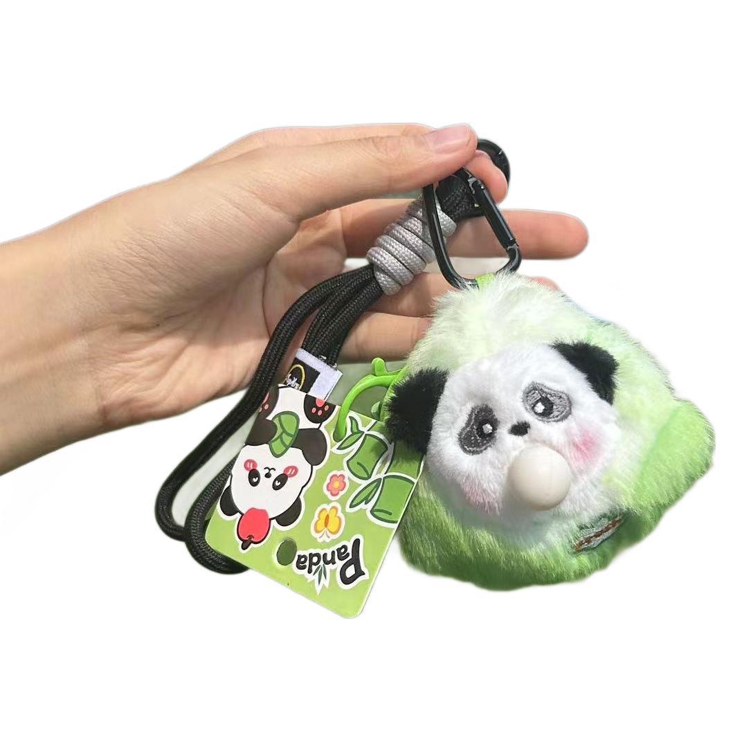 

Creative New Style Blown Bubble Panda Pendant Plush Keychain Boutique Store Gilt Blind Box Packaging Decoration Small Gift Bubble Panda