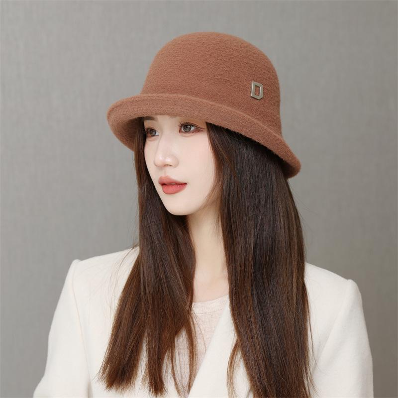 Elegant Top Hat Women's Foldable Basin Hat Bucket Hat Japanese Retro Bucket Hat Autumn and Winter Warm Hat