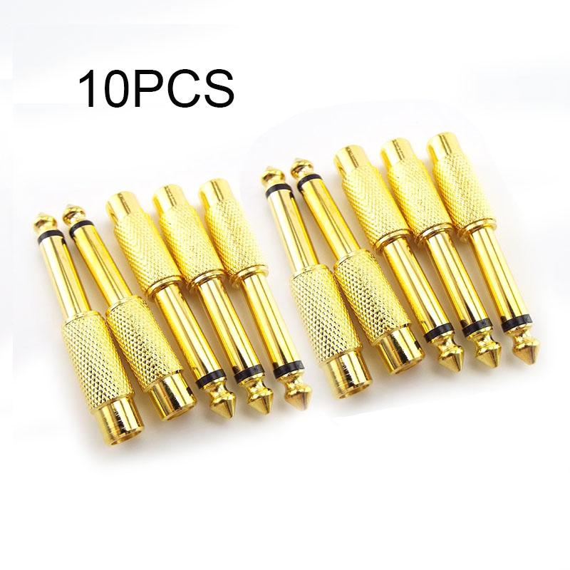 Golden Audio Adapter 6.35mm 1/4" Male Mono Plug to RCA Female 6.5mm to AV Jack Audio Adapter Connector TS For Home KTV H1Good product
