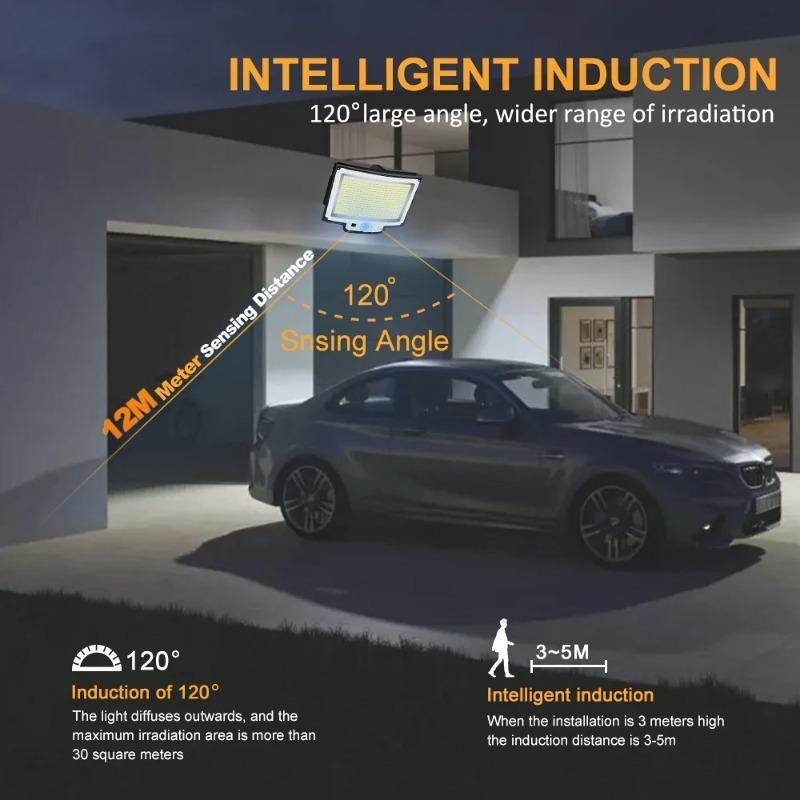 Lumini solare de 3500LM în aer liber 328LED Securitate strălucitoare Lumini de inundație în 3 moduri Lampă de perete impermeabilă IP65 cu telecomandă pentru grădină de curte