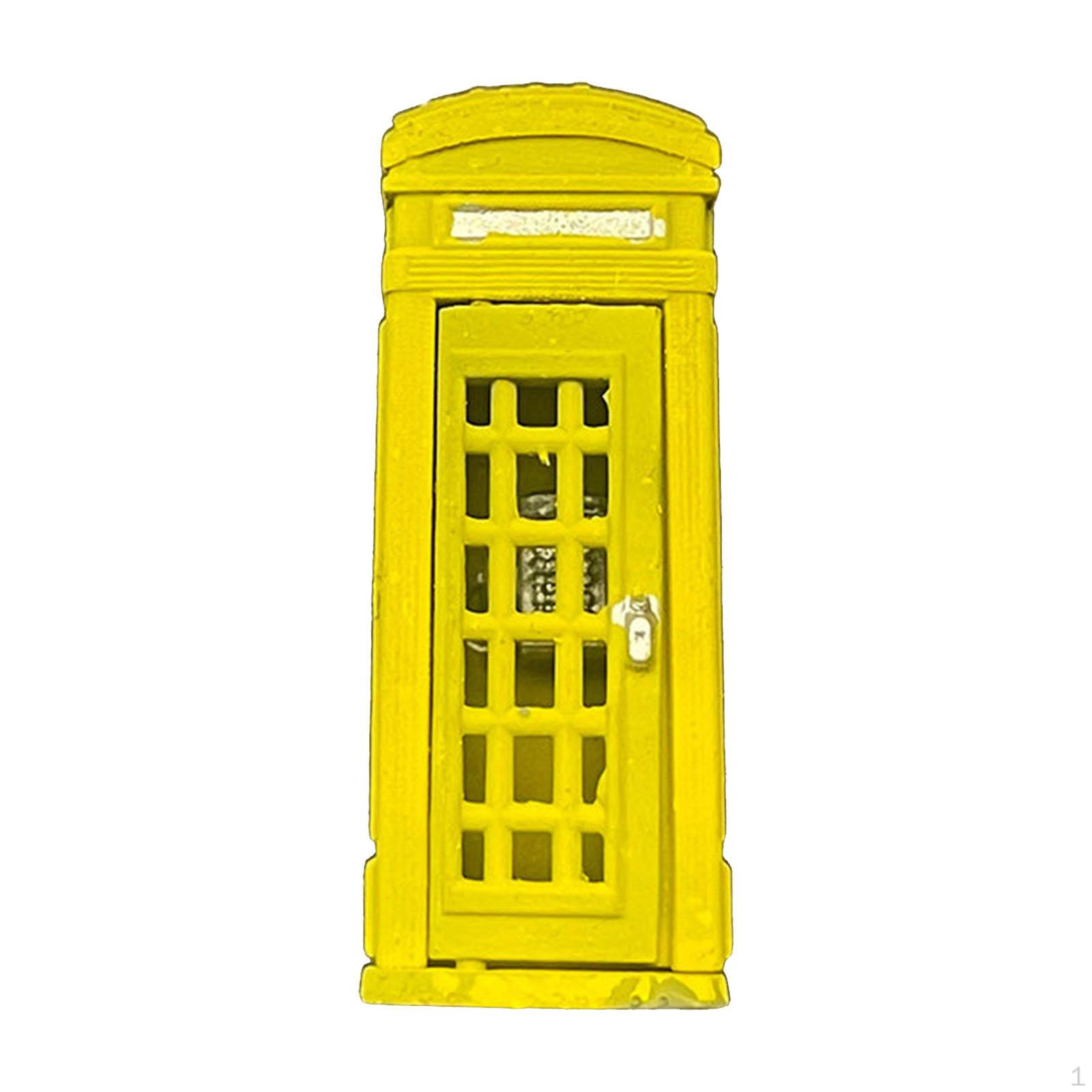 

1/64 Miniature Phone Booth Diorama Scene Model Simulation Dollhouse Decoration Display Retro Micro жовтий