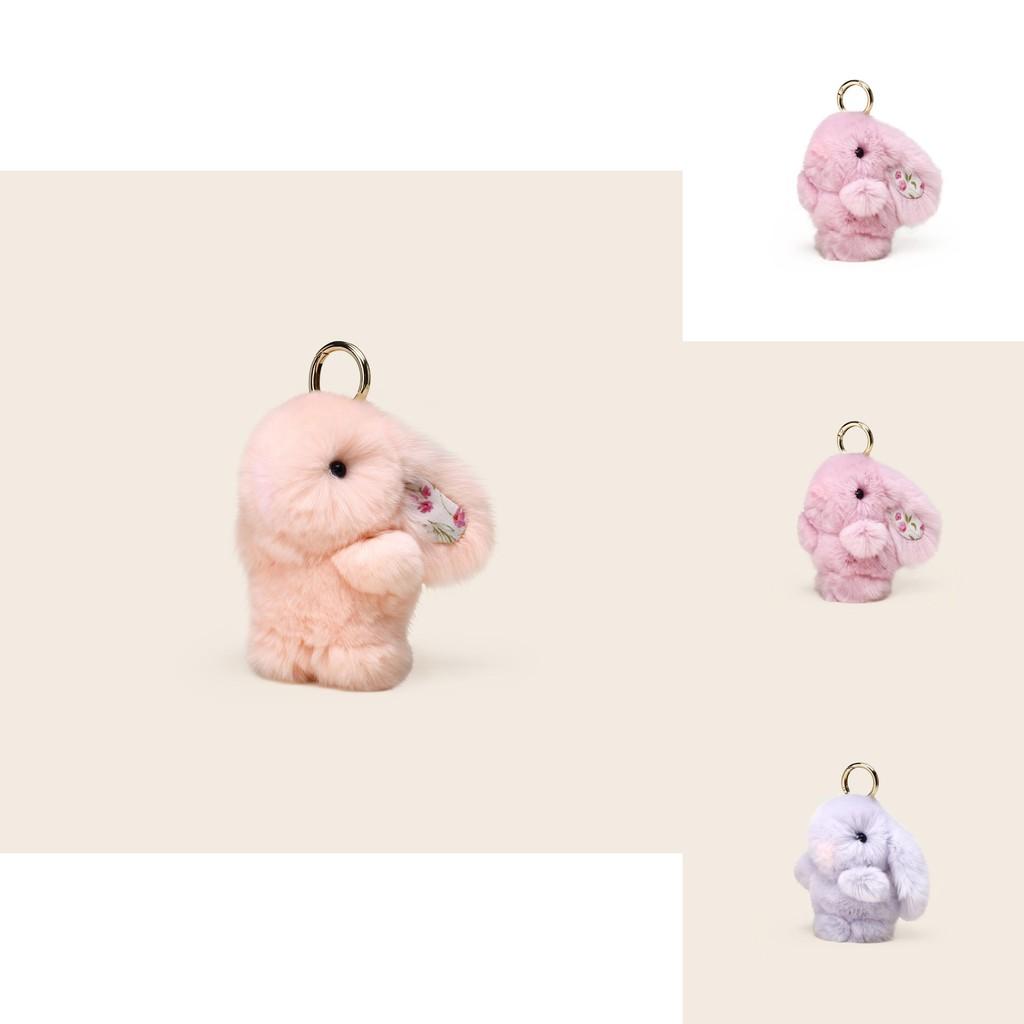 Light Luxury Bunny Plush Keychain With Floral Pattern For Ladies Fashion Accessories