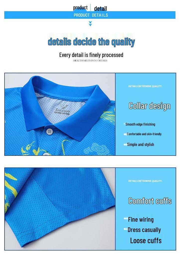 Quick-Dry Table Tennis & Badminton Clothing Set: Kids' Polo & Adult Short Sleeve