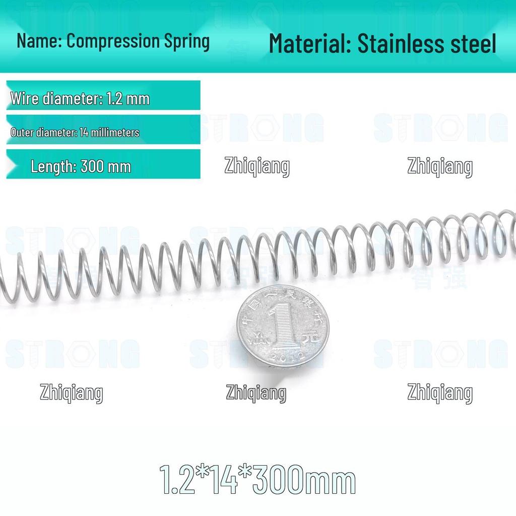 304 Stainless Steel Compression Spring – 300mm Long, High Elasticity, Shock Absorption, Customizable