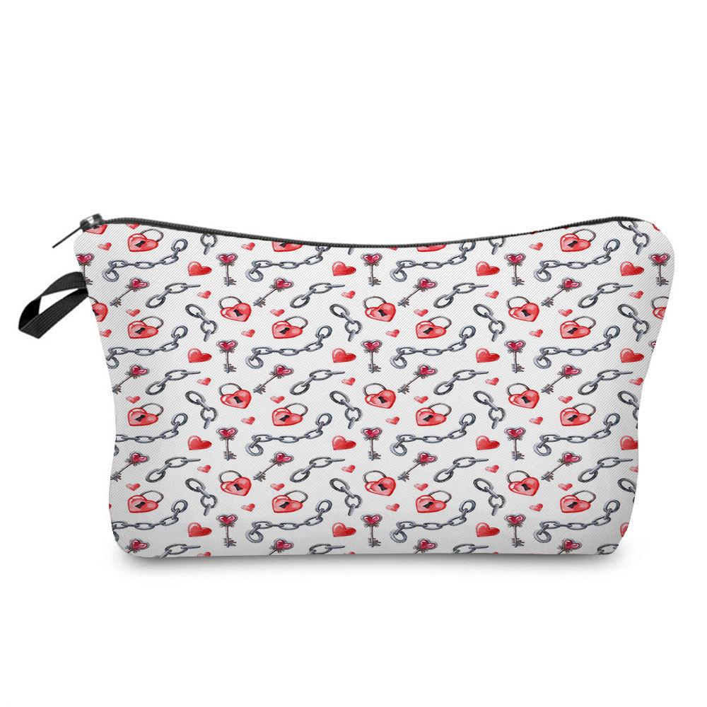 Women Hearts Print Cosmetic Bag Toiletries Organize Travel Storage Case KTB