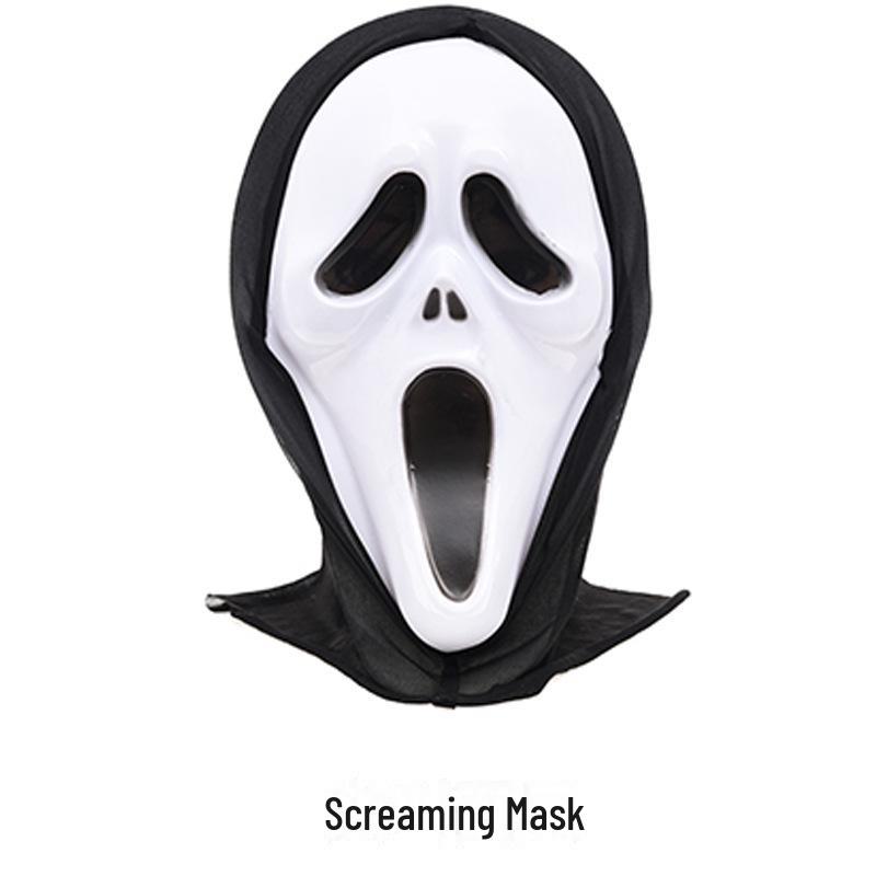 Strašidelná halloweenská maska lebky a sada zombie rukavic