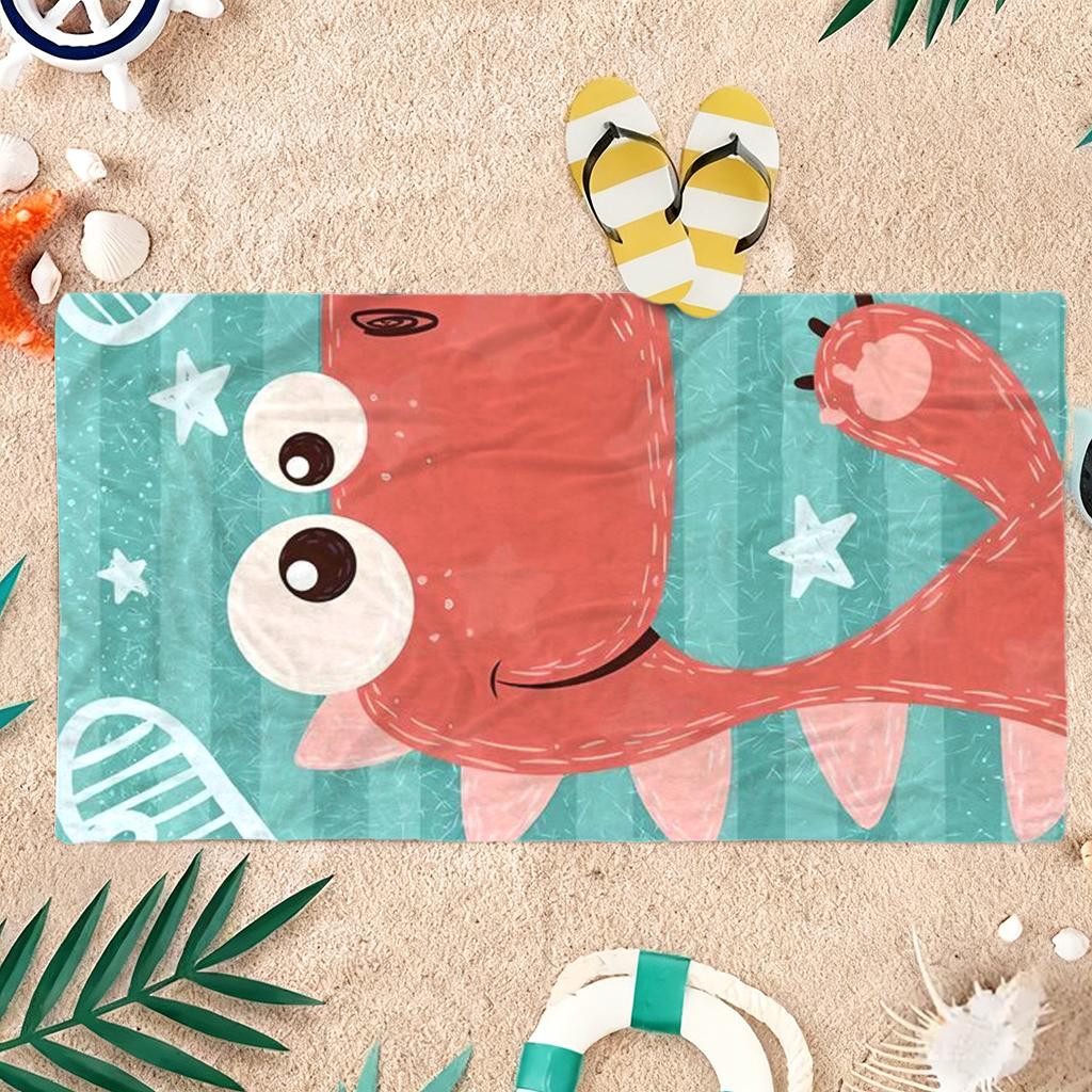 1PC Cartoon Dinosaur Print Beach Towel Quick-drying Towel Suitable for Seaside Pool Camping Vacation Yoga For Family Travel