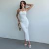 2025 Women's Autumn Solid Sleeveless Backless Slit Bodycon Dress