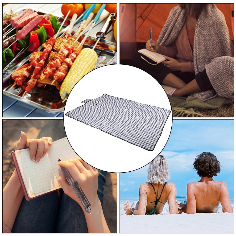 Outdoor Portable Machine Washable Oxford Cloth Picnic Pad Moistureproof Thicken Beach Ground Matblue White