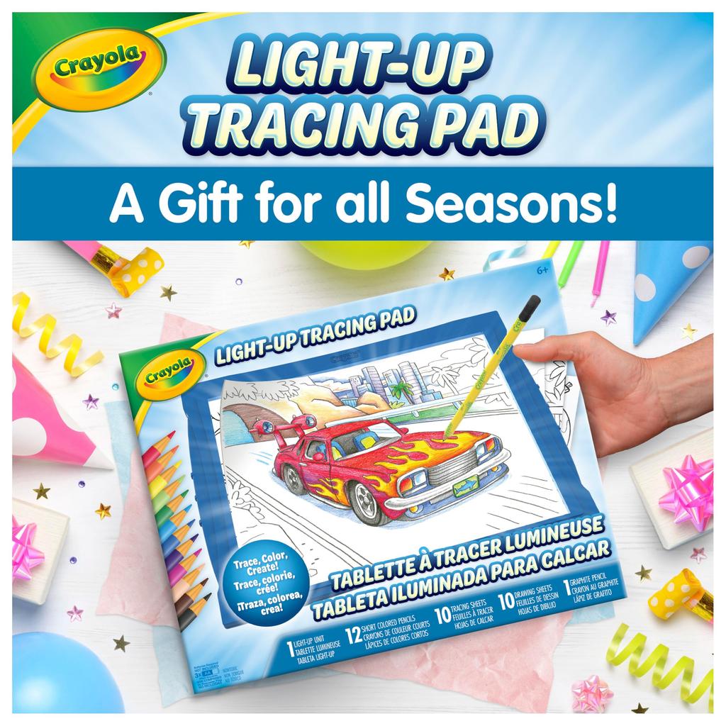 Crayola Light-Up Tracing Pad, Blue, Drawing, Tracer, Coloring, Vehicles, 040907, Authentic