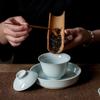 Antique glaze large cover bowl teacup retro style household ceramic single Sancai tea bowl Kung fu tea set hand grab bowl