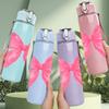 1PC Large Pink Bow Print 750ml Color Plastic Sports Water Bottle Leakproof Flip Straw Lid Suitable for Sports Office Home Use
