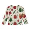 Christmas Day Girls' Long Sleeve Blouse - Round Neck Soft Waist Tunic