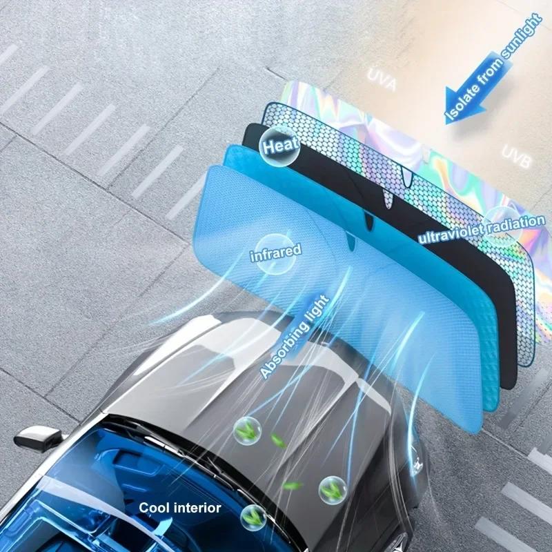 Universal Fit 1pc Car Sun Shade Summer Windshield Sunshade Foldable Laser Protector Keeps Vehicle Cool UV Rays Protection